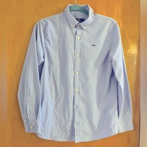 New Never Worn Boys Vineyard Vines Button Blue and Pink Check large sz 16